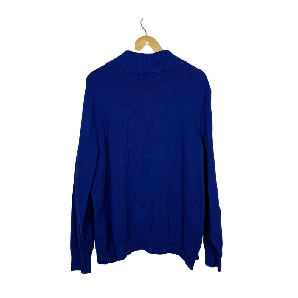 Karen Scott Cable Knit Sweater NWT Womens Size 2X Blue 1/4 Zip Mock Neck Preppy - Picture 3 of 9